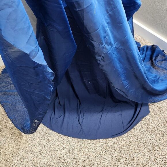 La Femme 27924 Blue Floral and Satin Dress Gown Size 8 EUC - Picture 5 of 16